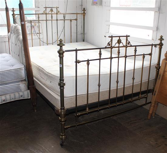 A Victorian brass bedstead, W.5ft 1in.